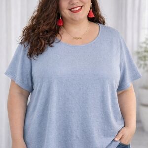 SHEIN Curve - 2XL Sky Blue Short Sleeve Tee
